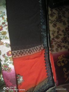 Elegant coffee &amp; orenge colour Sari