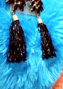 Black Earings With Beautiful Design  Long Party Wear