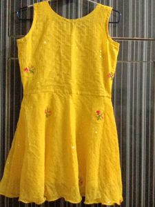 Yellow Embroidered Kurti