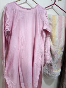 Beautiful Pink Floral Kurta Set with Dupatta