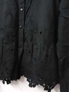 Black Embroidered Collared Shirt
