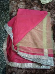 Elegant Pink Embellished Saree