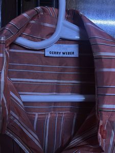 Striped Shiny Effect Button-Up Blouse