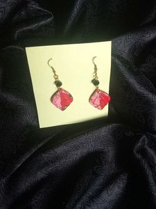 Handmade Pink &amp; Red Dangle Earrings