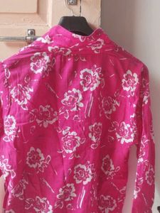 Vibrant Pink Floral Button-Up Shirt