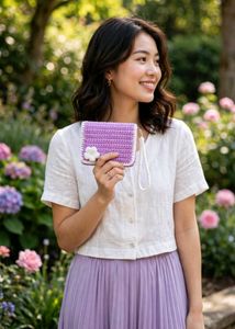 Handmade Crocheted Lavender Clutch