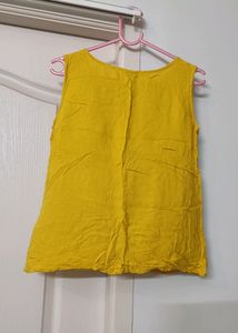 Yellow Top w Colourful Embroidery