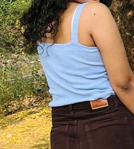 Indigo blue sleeveless crop top