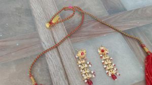high quality Stunning Red Beaded Necklace &amp; Earrin