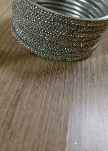 Silver Bangles With Diamond