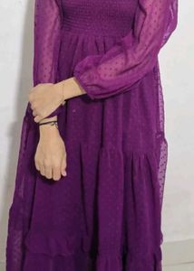 Elegant Purple Chiffon Tiered Dress