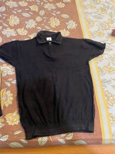 Snitch brand Men's Black Zip Neck Knit