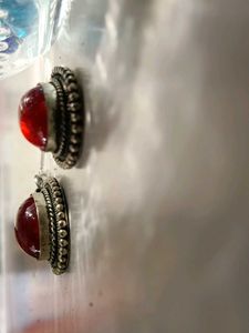 Red Gemstone Drop Earrings