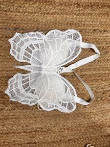 Handmade White Crochet Butterfly Bralette