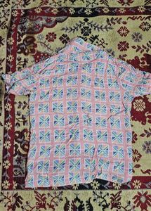 Retro Geometric Print Button-Up Shirt