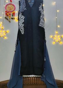 Chic Black Kurta with Draping