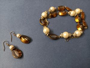 Pearl + copper Bid Set (necklace)
