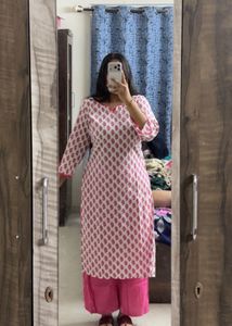 Pretty Pink Floral Print Kurta