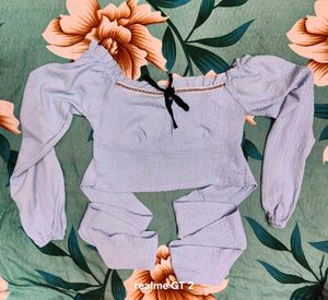 Shein Off Shoulder Back Bow Tie-Up Cut-Out Ruffled