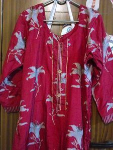 Maroon Floral Kurta Set with Dupatta