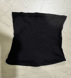 Black Ribbed Bandeau Top