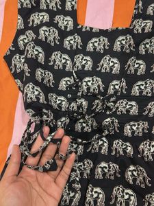 Black Elephant Print kurthi