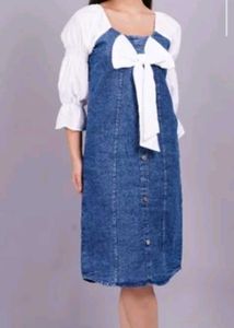 Cute Bow Denim Dress