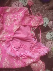 Stunning Pink Saree with Ruffled Border