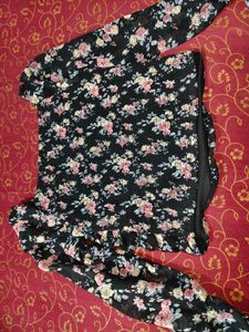 Sheer Floral Print Ruched Top