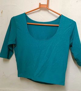 Turquoise Scoop Neck Top