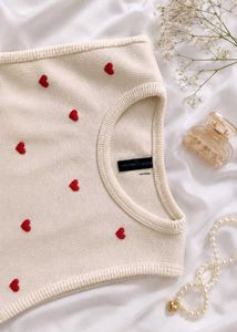 white embroidered Heart tank top