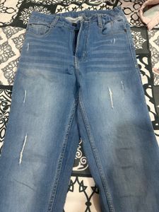 Blue Distressed Denim Jeans