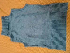 Blue Knit Turtleneck Vest