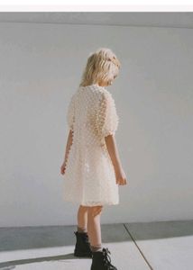 Cream Textured Party Dress