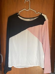SHEIN pink White Black Top