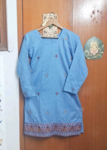 Light Blue Embroidered Kurta salwar set