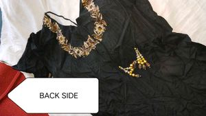 Elegant Black Anarkali Kurta with Golden Embroider