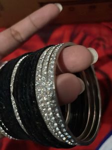 Black &amp; Silver Bangle Set, one hand only