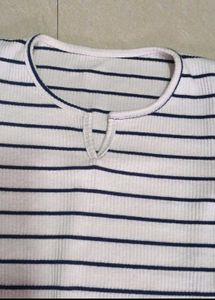 Ribbed Striped V-Neck Top