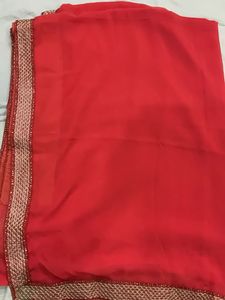 Elegant Red Saree with Embellished Border
