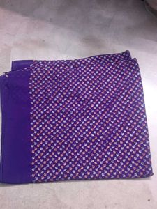 Elegant Purple Printed Saree with Silver &amp; Copper