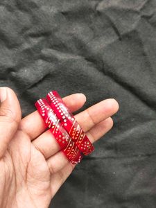 Red &amp; Crystal Bangle Bracelet