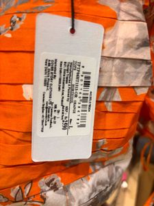 Orange Floral Ruched Puff Sleeve Crop Top