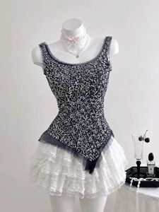 Vintage Sequined Mesh Camisole Tank Top