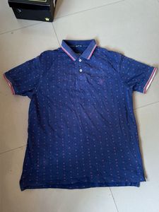 Men's Blue Printed Polo Shirt