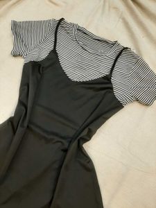 Black Ruffle Hem Slip Dress