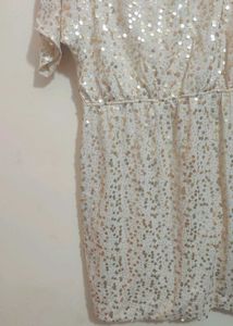 Cream Sequins Off-Shoulder Dress 36 Bust