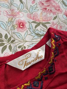 Red Ethnic Kurta with Bell Sleeves
