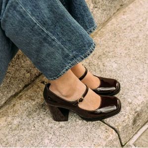 Chic Brown Mary Jane Block Heels