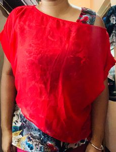 Brand new Red off shoulder top with printe